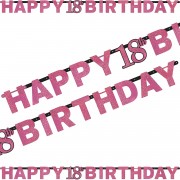 Amscan Wimpelkette „Pink Sparkle 18th“ - 4 Meter Lange Girlande Für 18. Geburtstag, Party-Deko In Pink Mit Glitzer