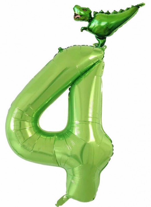 Folienballon Zahl 4 - T-Rex (100-140cm)