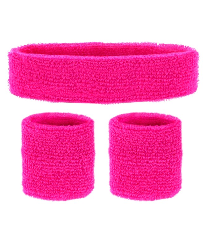 3 Schweißbänder Neon Pink