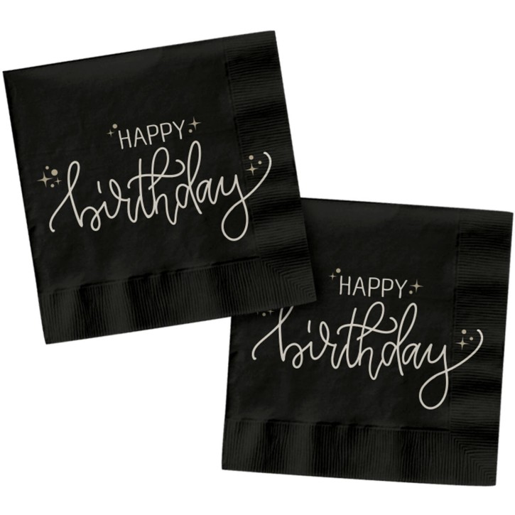 20 Servietten Creme Schwarz