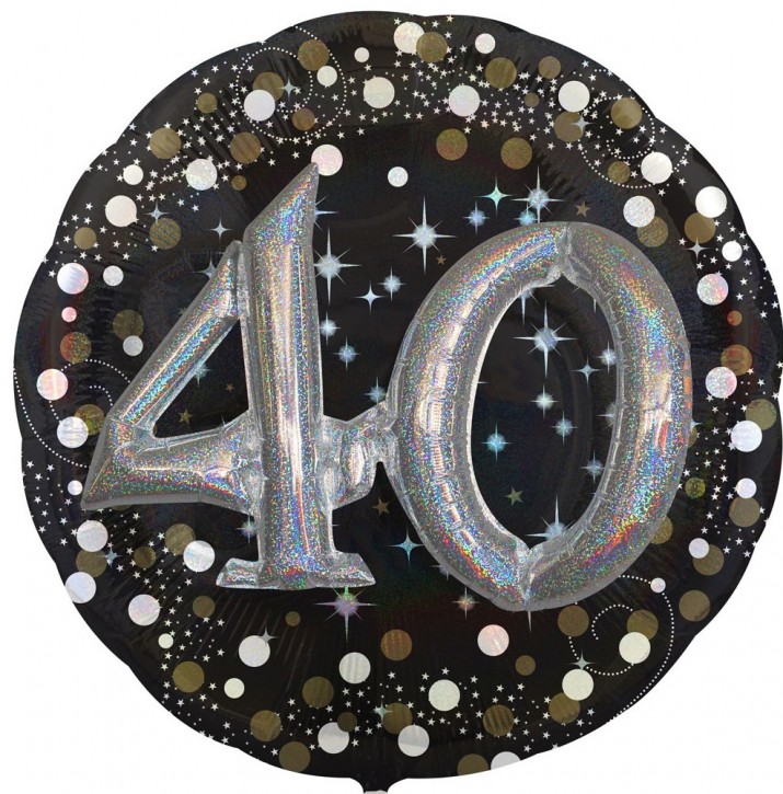XXL 3-D Folienballon - Sparkling Gold Zahl 40 (81cm)