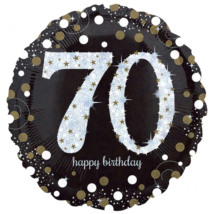 Runder Folienballon - Sparkling Gold Zahl 70 (45cm)