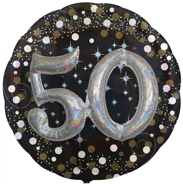 XXL 3-D Folienballon - Sparkling Gold Zahl 50 (81cm)