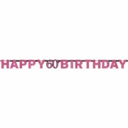 "Happy Birthday"-Banner 60. Geburtstag - Sparkling Pink