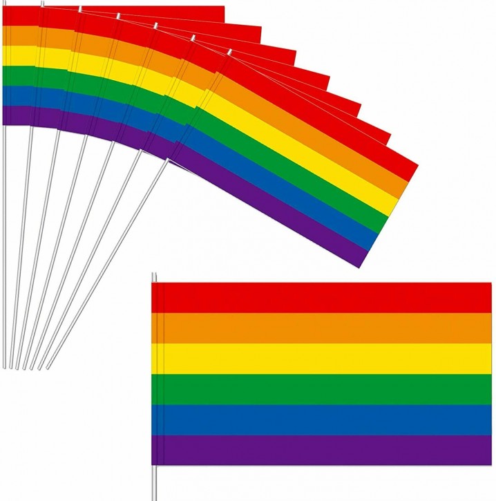 10 Papier-Flaggen Regenbogen