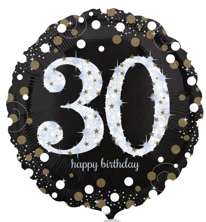 Runder Folienballon - Sparkling Gold Zahl 30 (45cm)
