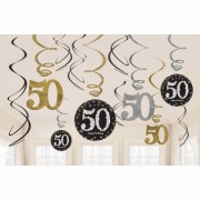 12 Deko-Wirbel 50. Geburtstag - Sparkling Celebration