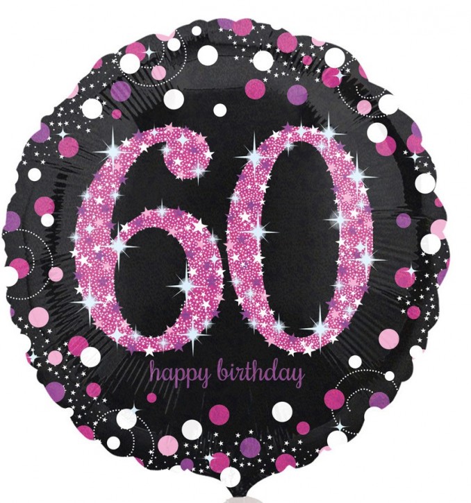 Runder Folienballon - Sparkling Pink Zahl 60 (45cm)