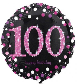 Runder Folienballon - Sparkling Pink Zahl 100 (45cm)