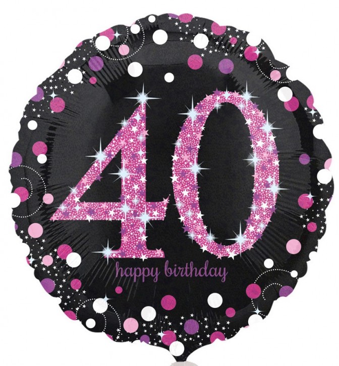 Runder Folienballon - Sparkling Pink Zahl 40 (45cm)