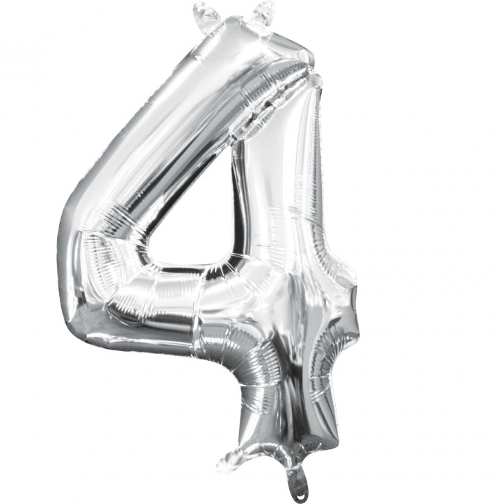 Air-Filled Folienballon Silber - "4" (40cm)