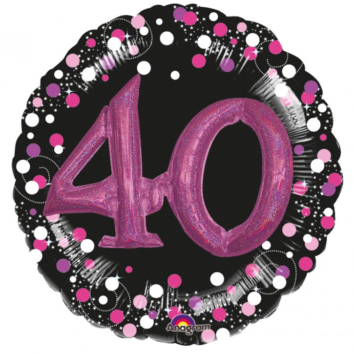 XXL 3-D Folienballon - Sparkling Pink Zahl 40 (81cm)