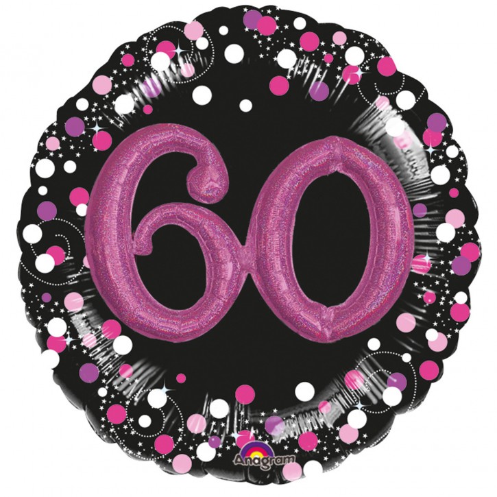 XXL 3-D Folienballon - Sparkling Pink Zahl 60 (81cm)