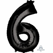 Folienballon Zahl 6 - in Schwarz