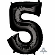 Folienballon Zahl 5 - in Schwarz