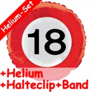 Folienballon 18. Geburtstag - Verkehrsschild-Design - Mit Helium