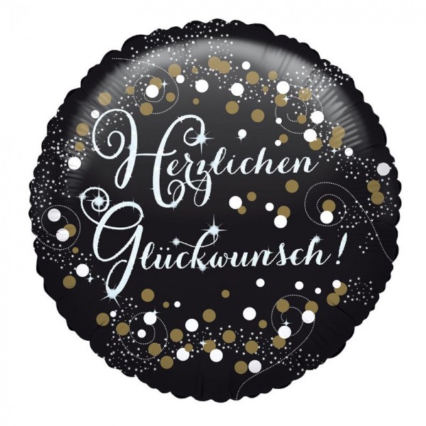 Folienballon Sparkling Gold - Herzlichen Glückwunsch (45cm)