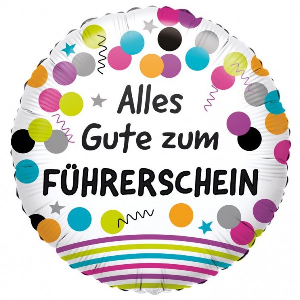 Folienballon Punkte - Alles gute zum Führerschein (43cm)