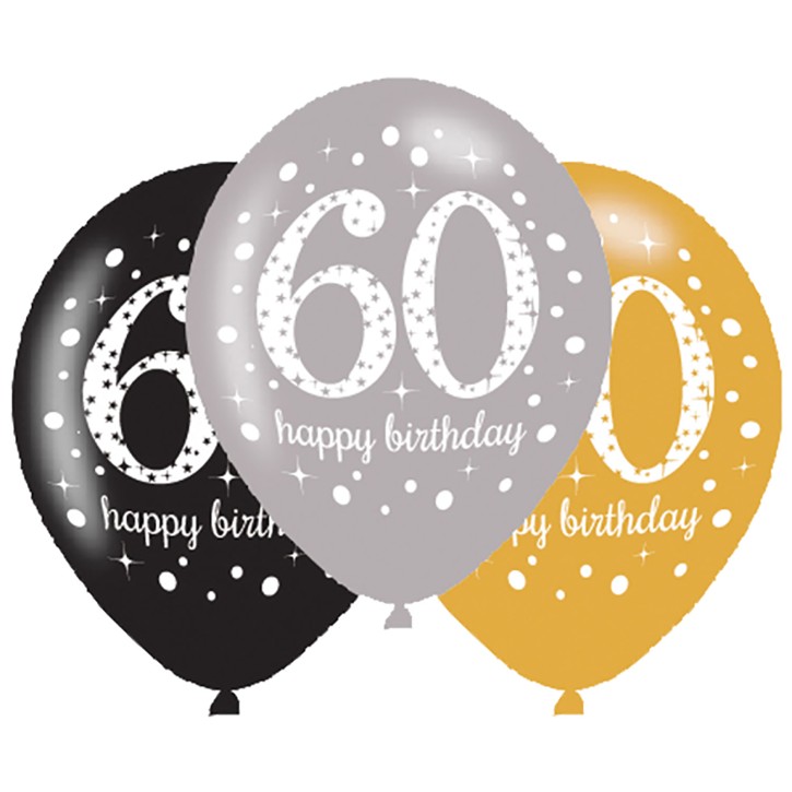 6 Luftballons 60. Geburtstag - Sparkling Celebration