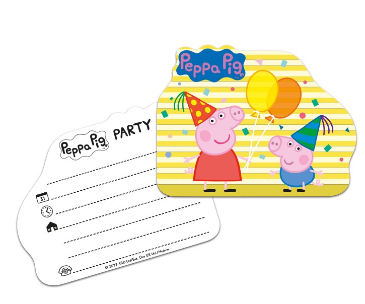 6 Einladungen Peppa Pig