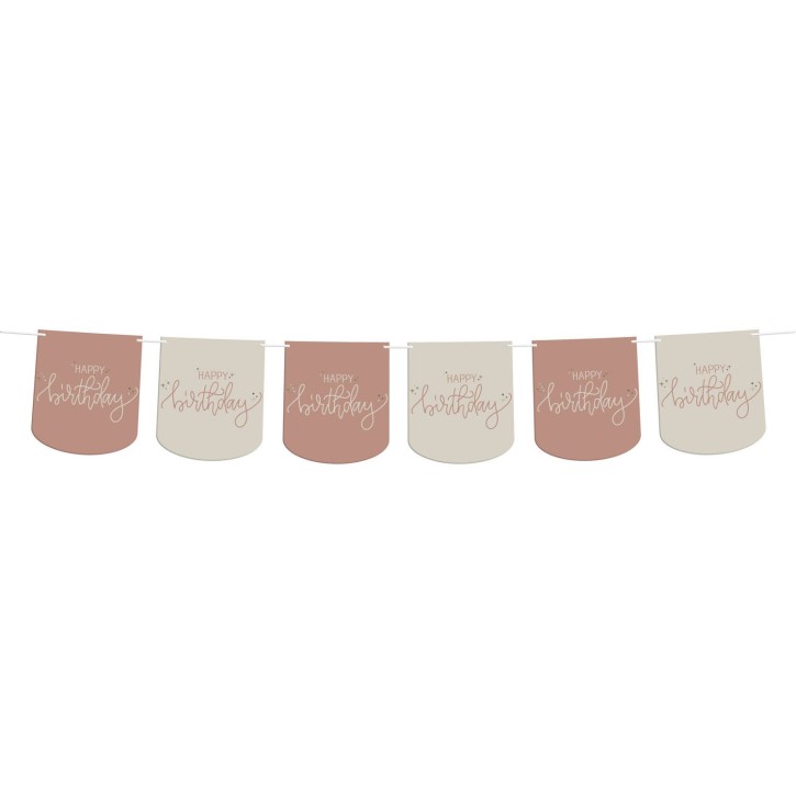 Wimpelkette Happy Birthday Creme Rosé