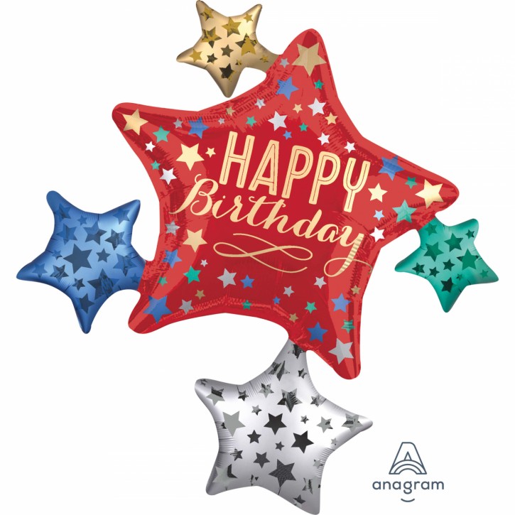 Supershape Folienballon Stern - Happy Birthday (88cm)