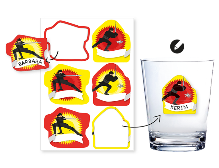 6 Namensaufkleber Ninja