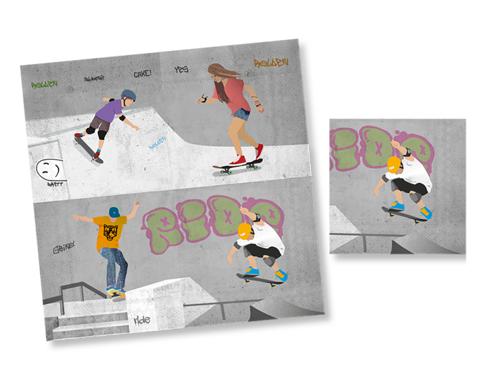 20 Servietten Skatepark