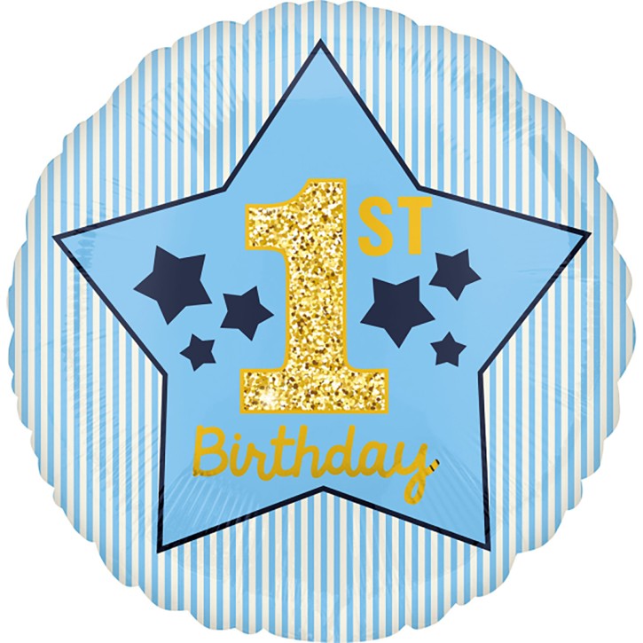 Folienballon 1st-Birthday-Blue