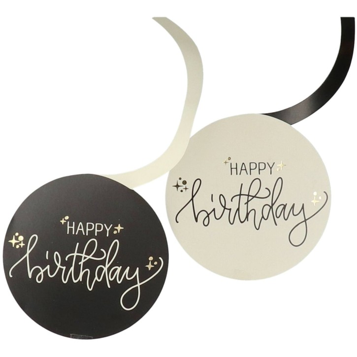 Hängedeko Happy Birthday Creme Schwarz