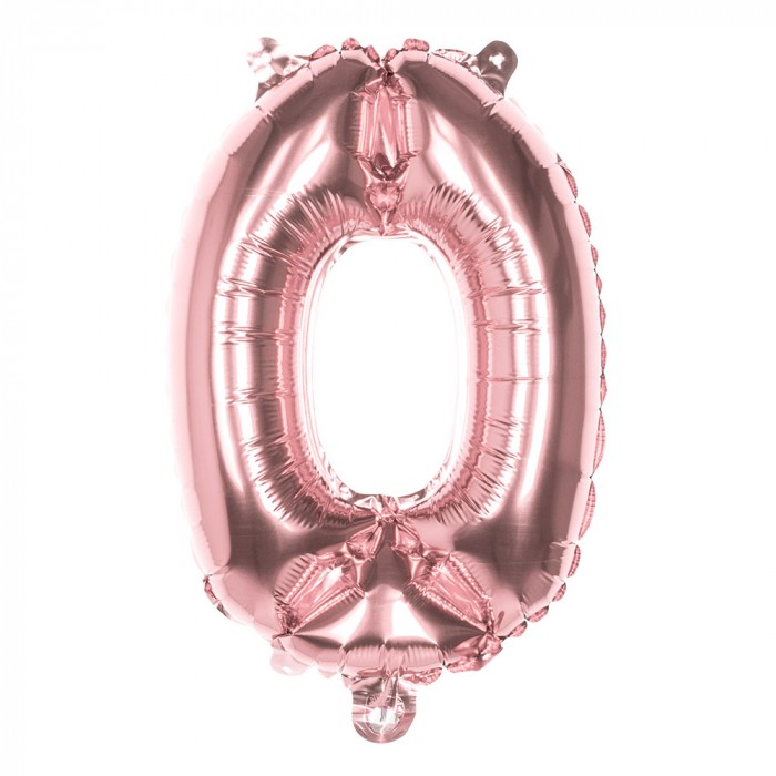 Air-Filled Folienballon Roségold - Zahl 0 (36cm)