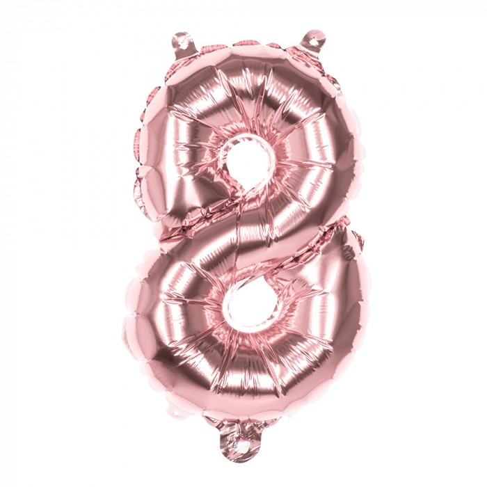 Air-Filled Folienballon Roségold - Zahl 8 (36cm)