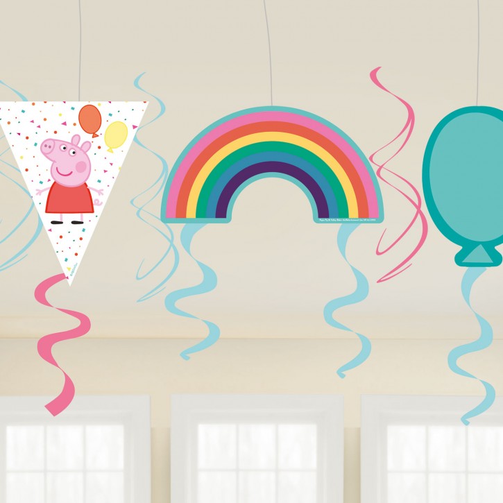 7-teilige Swirl-Dekoration Peppa Pig