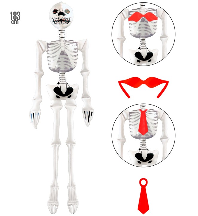 Aufblasbares Skelett mit Krawatte & BH