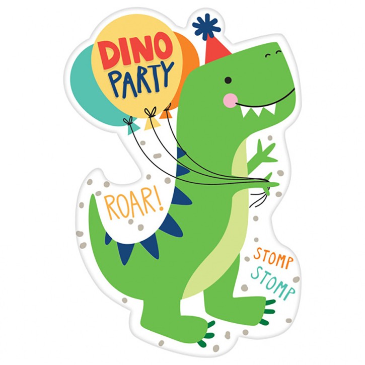 8 Einladungskarten Dino-Mite