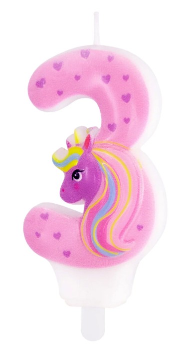 Zahlenkerze #3 - Einhorn