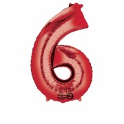 Folienballon Zahl 6 - in Rot