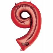Folienballon Zahl 9 - in Rot