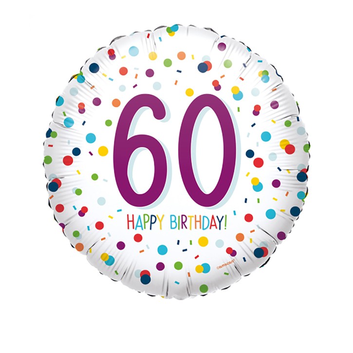 Runder Folienballon - Konfetti Zahl 60