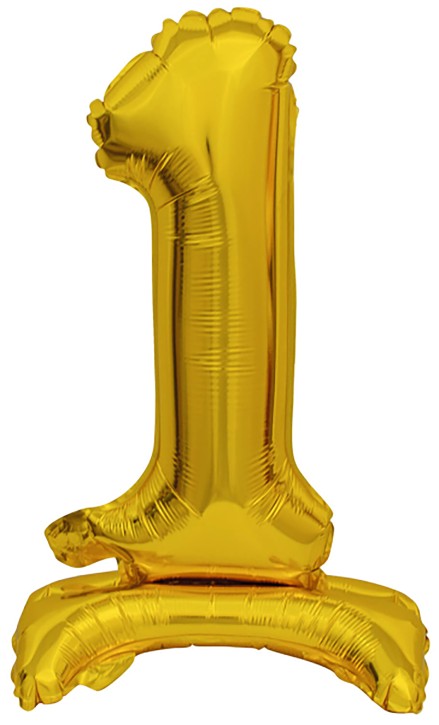 Stehender Mini-Folienballon in Gold - Zahl 1