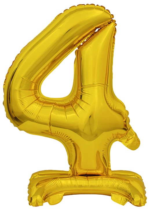 Stehender Mini-Folienballon in Gold - Zahl 4