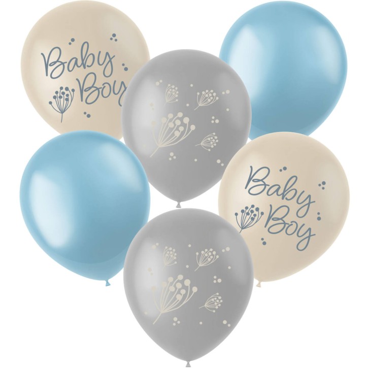 6 Luftballons Blooming Baby Boy