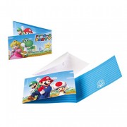 8 Einladungen + Umschläge Super Mario Bros