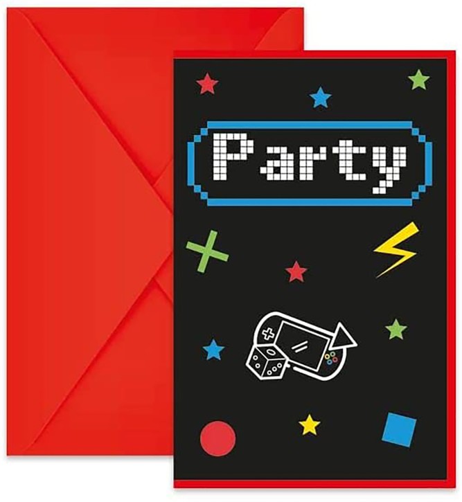 6 Einladungen Gaming party