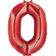 Folienballon Zahl 0 - in Rot