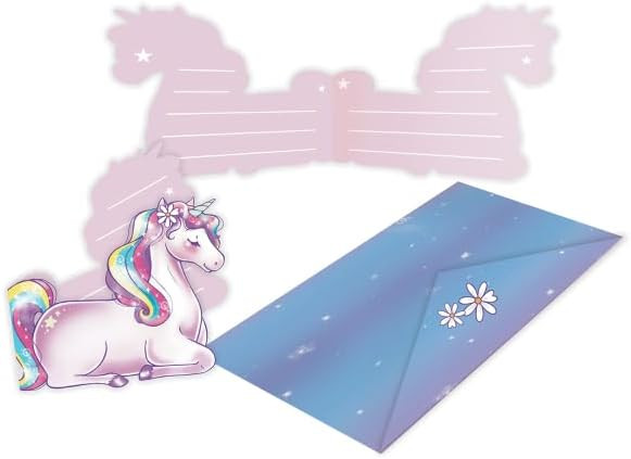 8 Einladungen + Umschläge Unicorn Dreams