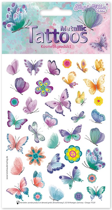 Schmetterlinge Din A6-Metallic-Tattoos