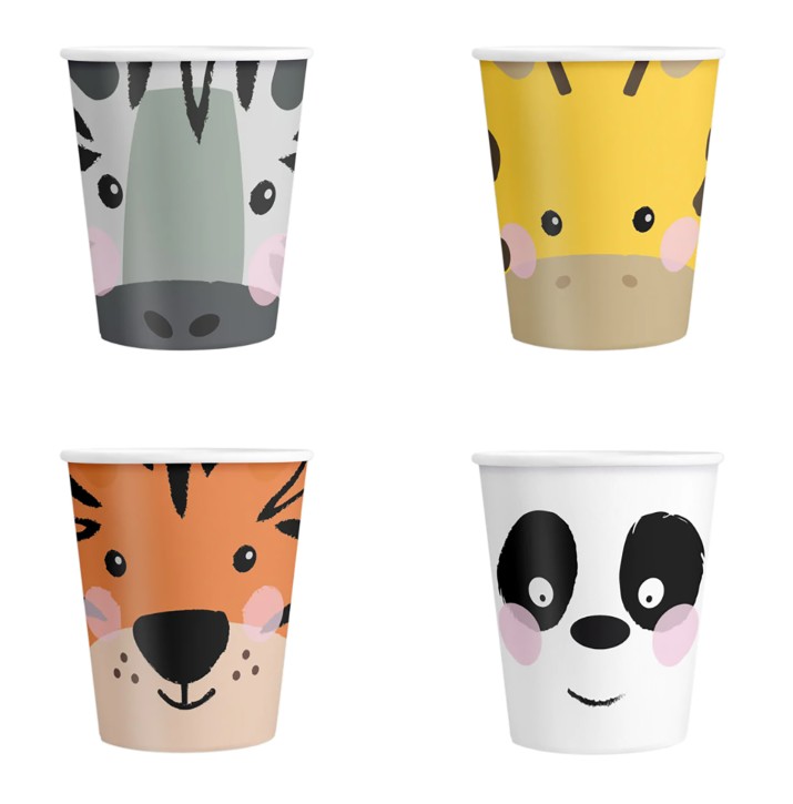 4 Party-Becher Wilde Tiere