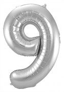 Folienballon Zahl 9 - in Silber