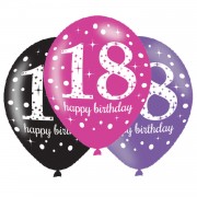 6 Luftballons 18. Geburtstag - Sparkling Pink